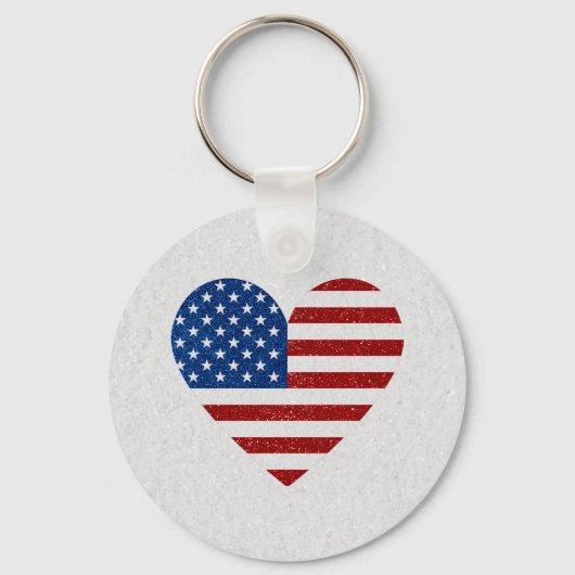 Amerikaanse Vlag Hart 4 juli Sleutelhanger (Voorkant)