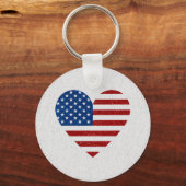 Amerikaanse Vlag Hart 4 juli Sleutelhanger (Voorkant)