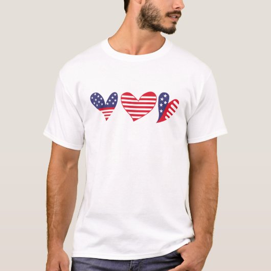 Amerikaanse Vlag Hart 4 juli T-shirt (Voorkant)
