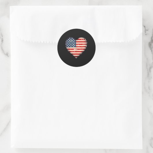 Amerikaanse vlag Hart Amerikaanse Patriottische Me Ronde Sticker (Tas)