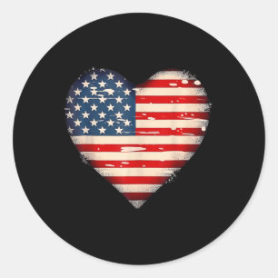 Amerikaanse vlag Hart Amerikaanse Patriottische Me Ronde Sticker