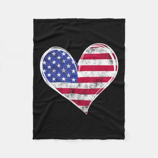 Amerikaanse vlag Hart Amerikaanse Patriottische St Fleece Deken (Voorkant)