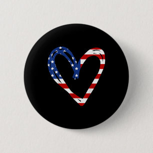 Amerikaanse vlag Hart Amerikaanse Patriottische St Ronde Button 5,7 Cm