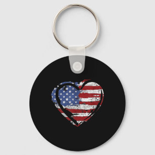 Amerikaanse vlag Hart Amerikaanse Patriottische St Sleutelhanger