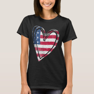 Amerikaanse vlag Hart Amerikaanse Patriottische St T-shirt