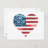 amerikaanse vlag hart briefkaart (Voorkant / Achterkant)