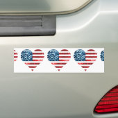 amerikaanse vlag hart bumpersticker (Op auto)