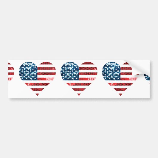 amerikaanse vlag hart bumpersticker (Voorkant)