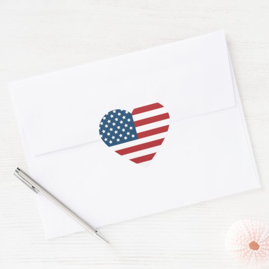 Amerikaanse vlag hart hart sticker (Envelop)