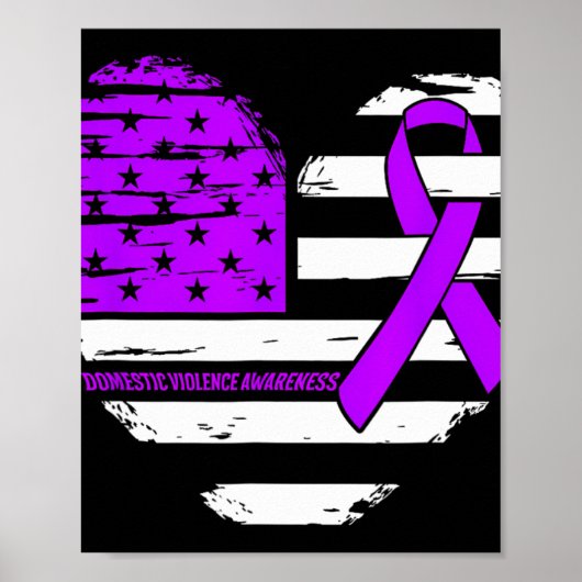 Amerikaanse vlag Hart Huiselijk Geweld Bewustzijn  Poster (Voorkant)
