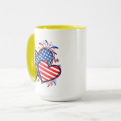 Amerikaanse Vlag Hart Luipaard Sublimatie-64210 Mok (Voorkant links)