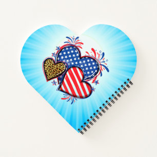 Amerikaanse Vlag Hart Luipaard Sublimatie-64210 Notitieboek