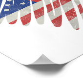 Amerikaanse Vlag Hart Rood Wit Blauw Cute 4 juli Poster (Hoek)