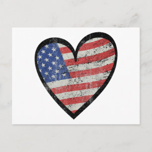 Amerikaanse Vlag Hart Rood Wit Blauw Schattig 4 ju Briefkaart