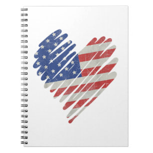 Amerikaanse Vlag Hart Rood Wit Blauw Schattig 4 ju Notitieboek