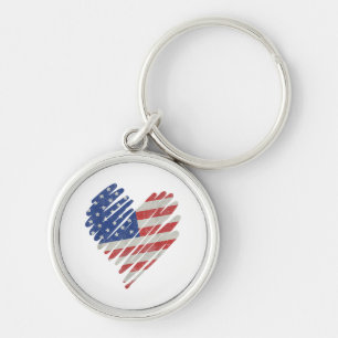 Amerikaanse Vlag Hart Rood Wit Blauw Schattig 4 ju Sleutelhanger