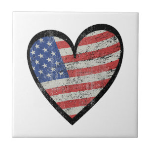 Amerikaanse Vlag Hart Rood Wit Blauw Schattig 4 ju Tegeltje