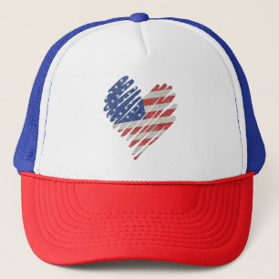 Amerikaanse Vlag Hart Rood Wit Blauw Schattig 4 ju Trucker Pet