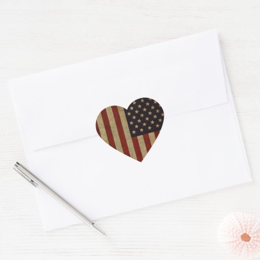  Amerikaanse vlag Hart Sticker (Envelop)