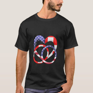 Amerikaanse Vlag Hart Trouwringen Huwelijk Zwitser T-shirt