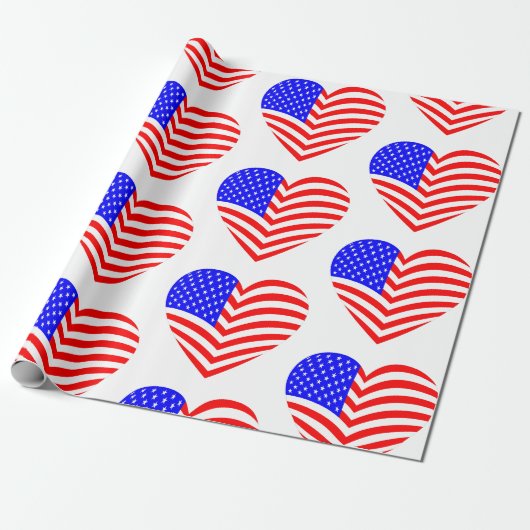 amerikaanse vlag hart usa patriottisch cadeaupapier (Uitgerold)