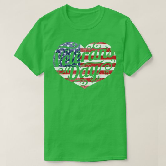 Amerikaanse Vlag Hart voor Veteranen Dag 1 T-shirt (Design voorkant)