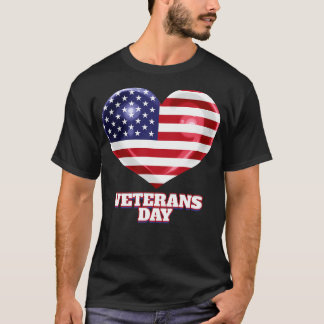 Amerikaanse vlag hart voor veteranen dag t-shirt