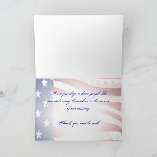 Amerikaanse vlag Hartelijk dank Bedankkaart (Binnen)