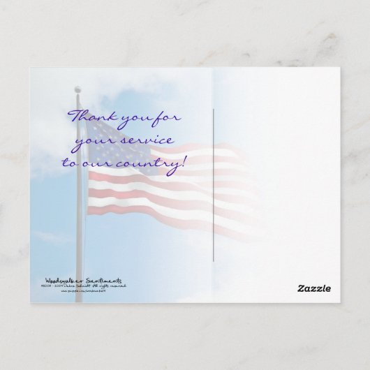 Amerikaanse vlag Hartelijk dank Briefkaart (Achterkant)
