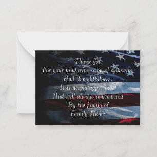 Amerikaanse vlag Hartelijk dank Notitiekaartje