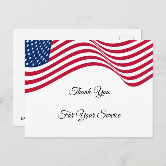 Amerikaanse vlag Hartelijk dank voor uw service Briefkaart (Voorkant / Achterkant)