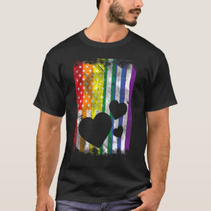 Amerikaanse vlag Harten lgbetq regenboogvlag Gay P T-shirt