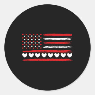 Amerikaanse Vlag Harten Liefde Patriottisch Gelukk Ronde Sticker