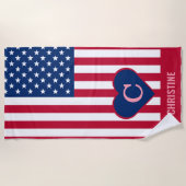 Amerikaanse vlag: hartmonogram strandlaken (Voorkant)