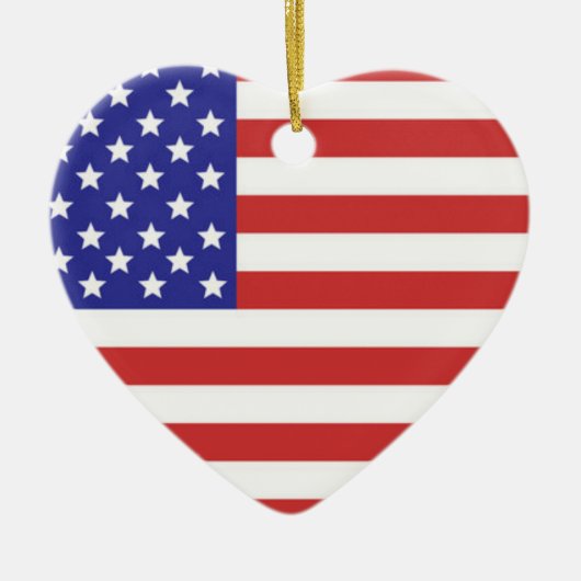 Amerikaanse vlag hartvormig keramisch ornament (Voorkant)