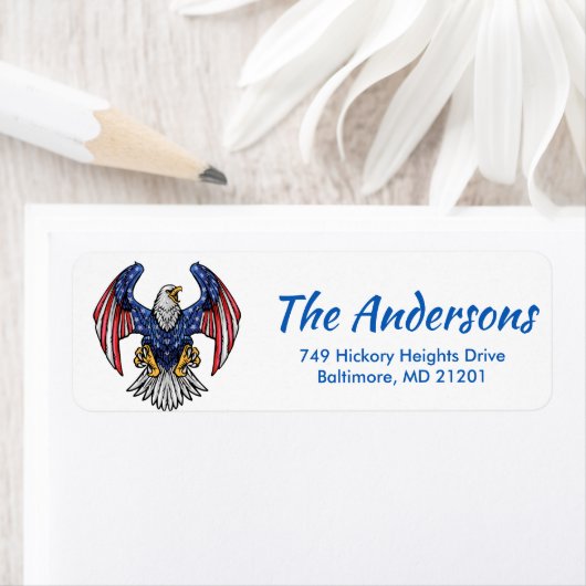 Amerikaanse vlag Hawk 4 juli Etiket (Insitu)