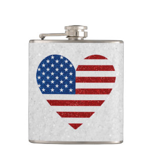 Amerikaanse vlag Heart, 4 juli Heupfles
