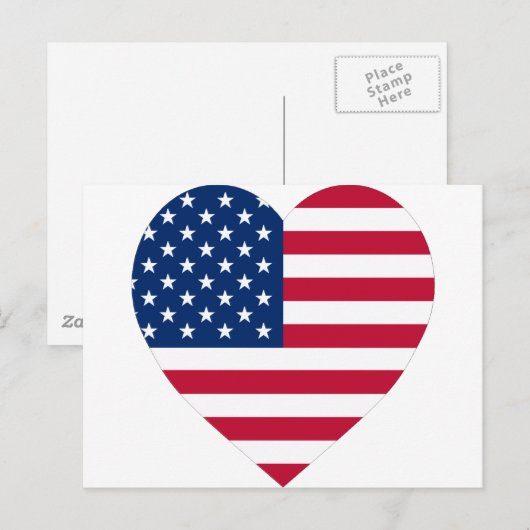 Amerikaanse vlag Heart Briefkaart (Voorkant / Achterkant)
