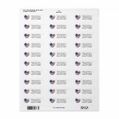 Amerikaanse vlag Heart Patriotic Etiket (Full Sheet)