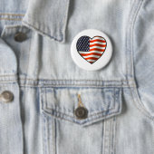 Amerikaanse vlag Heart Ronde Button 5,7 Cm (In situ)