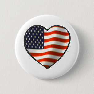Amerikaanse vlag Heart Ronde Button 5,7 Cm