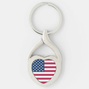 Amerikaanse vlag Heart Sleutelhanger