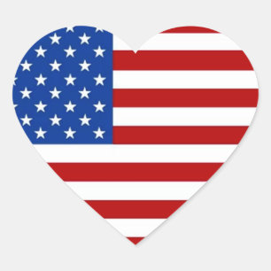 AMERIKAANSE VLAG HEART-VORMIGE STICKERS rood wit b