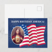 Amerikaanse vlag Heilig Hart van Jezus Vuurwerk Briefkaart (Voorkant / Achterkant)