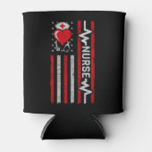 Amerikaanse vlag held hart leven verpleegkundige w blikjeskoeler (Voorkant)