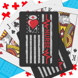 Amerikaanse vlag held hart leven verpleegkundige w pokerkaarten