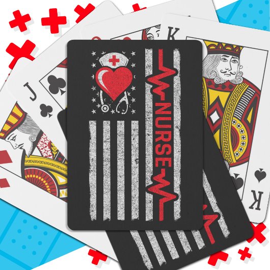 Amerikaanse vlag held hart leven verpleegkundige w pokerkaarten