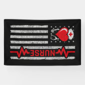Amerikaanse vlag held hart leven verpleegkundige w spandoek (Horizontaal)