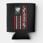 Amerikaanse vlag held hart verpleegkundige waarder blikjeskoeler (Voorkant)