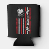 Amerikaanse vlag held hart verpleegkundige waarder blikjeskoeler (Achterkant)